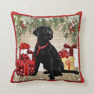 CHRISTMAS BLACK LABRADOR CUSHION