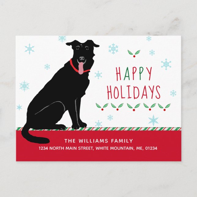 Christmas Black Labrador Happy Holidays Moving Announcement Postcard (Front)