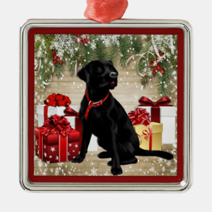 CHRISTMAS BLACK LABRADOR METAL ORNAMENT
