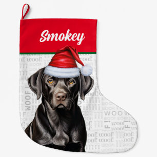 Christmas Black Labrador Retriever with Dog's Name Large Christmas Stocking