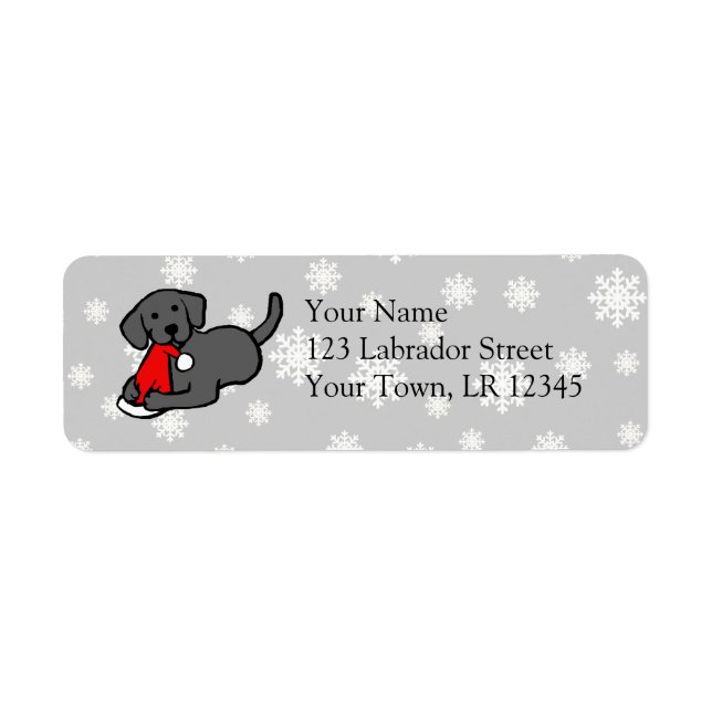 Christmas Black Labradors Cartoon Return Address Label (Front)