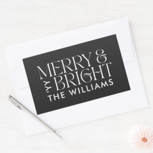 Christmas black modern elegant simple rectangular sticker