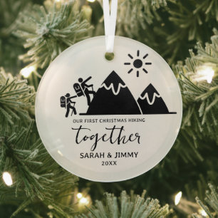 Christmas Black Mountain Adventure Outdoor Couple Glass Tree Decoration