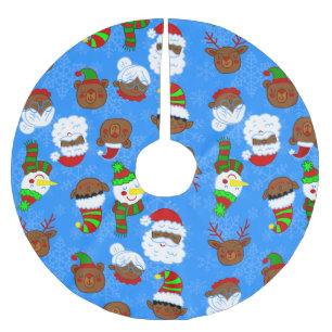 christmas black mrs claus african santa elf bear brushed polyester tree skirt