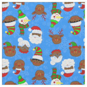 christmas black mrs claus african santa elf bear fabric