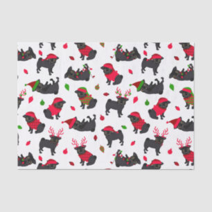 Christmas Black Pugs White Tissue Paper