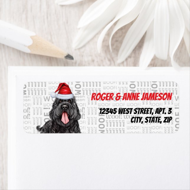 Christmas Black Russian Terrier Holiday Address Return Address Label (Insitu)