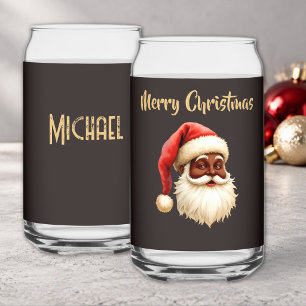 Christmas Black Santa Claus Liquorice-Colour Wrap Can Glass