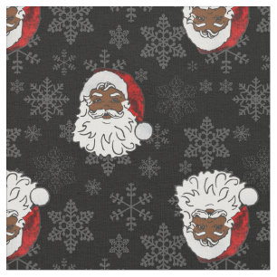 christmas black santa claus snowflakes fabric