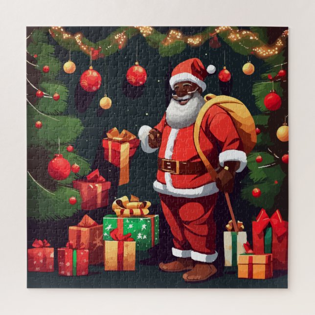 Christmas black santa jigsaw puzzle (Vertical)