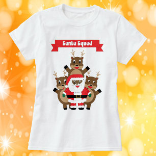 Christmas Black Santa Squad Reindeer Funny T-Shirt
