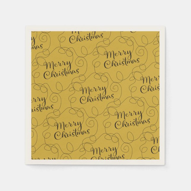 CHRISTMAS black seamless pattern with LINES Napkin (Front)