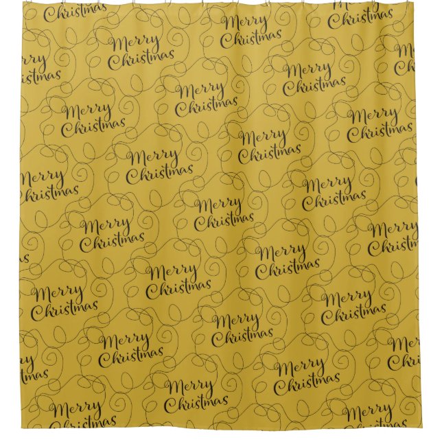 CHRISTMAS black seamless pattern with LINES Shower Curtain (Front)