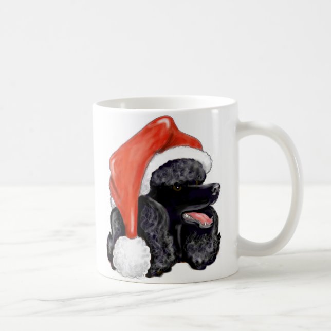 Christmas Black Standard Poodle Coffee Mug (Right)
