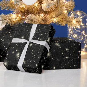 Christmas Black Star System   Wrapping Paper