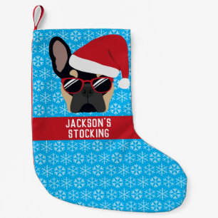 Christmas Black Tan French Bulldog Small Christmas Stocking