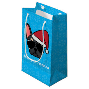 Christmas Black Tan French Bulldog Small Gift Bag