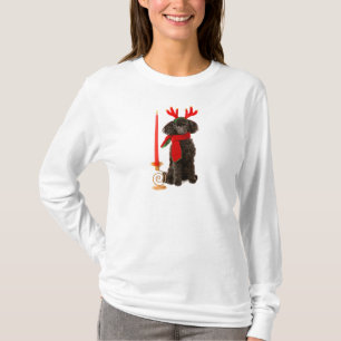 Christmas Black Toy Poodle Dog Dressed as Reindeer T-Shirt