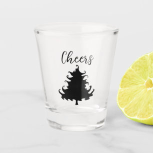 Christmas Black Tree Cheers Holiday Party Shot Glass