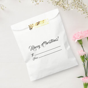 Christmas black white to from blank script elegant favour bag
