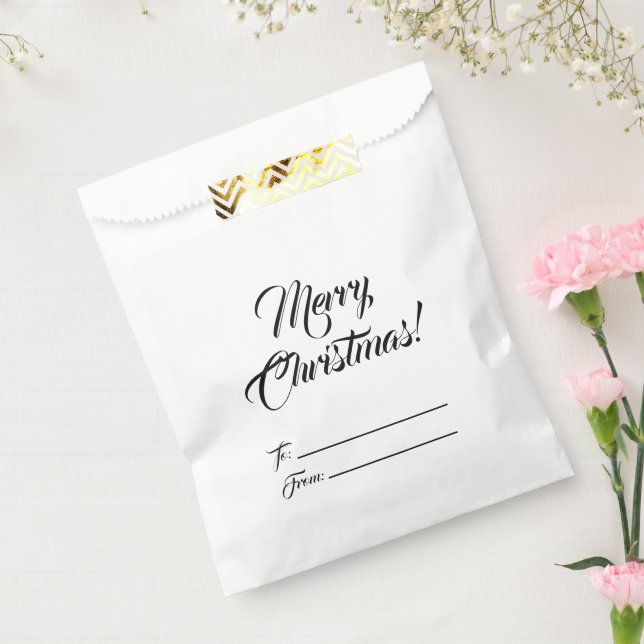 Christmas black white to from blank script elegant favour bag (Sealed)