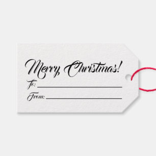 Christmas black white to from blank script elegant gift tags