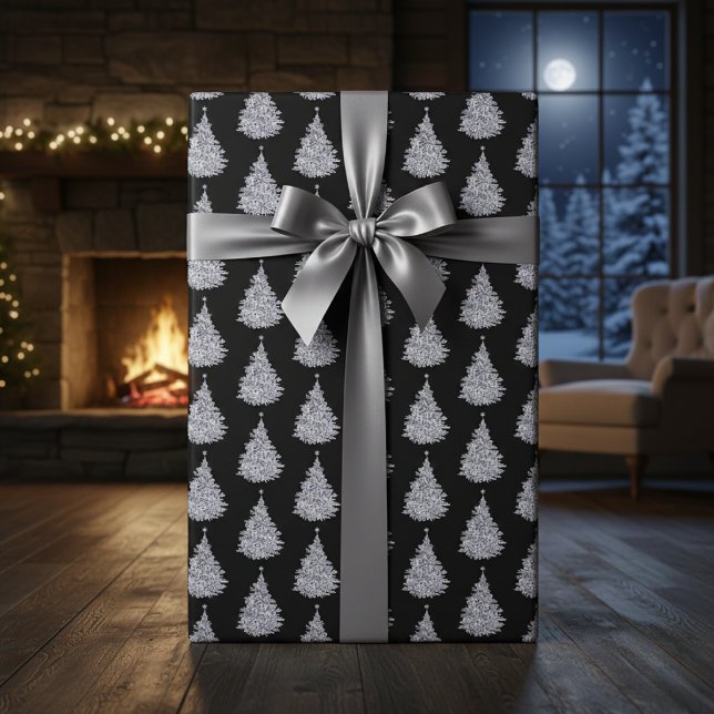 Christmas Black & White Tree Wrapping Paper (Christmas Black & White Tree Wrapping Paper )