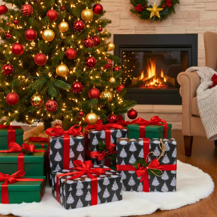 Christmas Black & White Tree Wrapping Paper