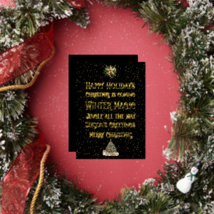 Christmas Black with Gold Word Art Gold Foil Holiday Card