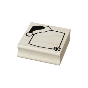 Christmas Blackboard with Santa Claus Hat & Star Rubber Stamp