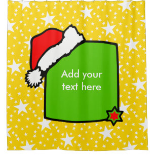 Christmas Blackboard with Santa Claus Hat & Star Shower Curtain