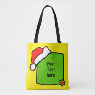 Christmas Blackboard with Santa Claus Hat & Star Tote Bag