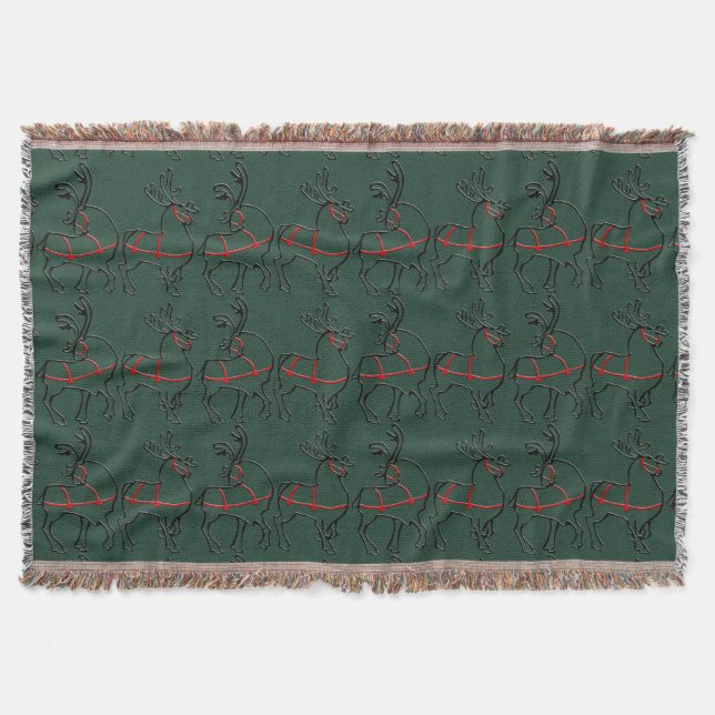Christmas Blanket Holiday Reindeer Throw Blankets (Front)