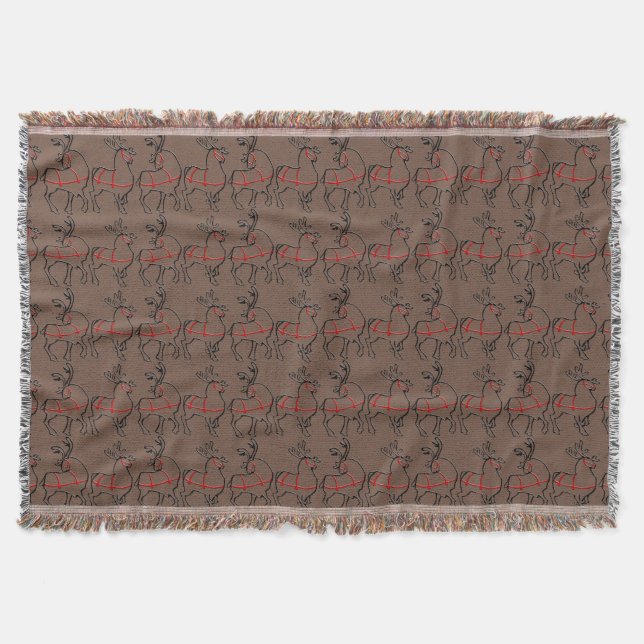 Christmas Blanket Holiday Reindeer Throw Blankets (Front)