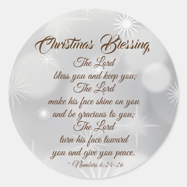 Christmas Blessing Bible Verse Numbers 6:24-26 Classic Round Sticker (Front)