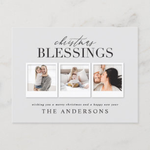 Christmas blessing multi photo holiday  postcard