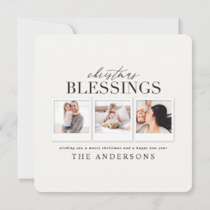 Christmas blessing multi photo plaid holiday card