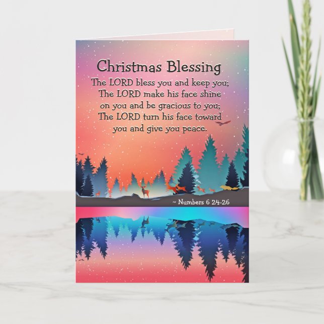 Christmas Blessing Numbers 6:24 The Lord Bless You Holiday Card (Front)
