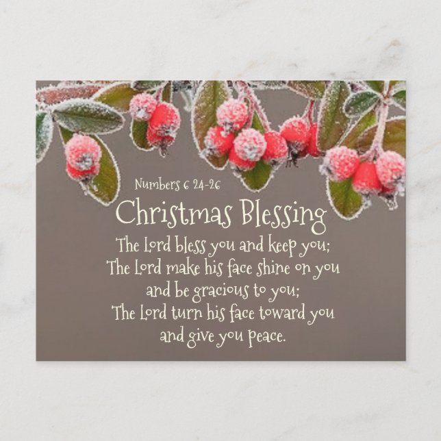 Christmas Blessing Numbers 6:24 The Lord Bless You Postcard (Front)