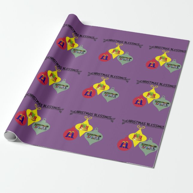 Christmas Blessing Wrapping Paper (Unrolled)