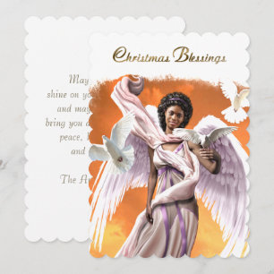 Christmas Blessings. African American Angel  Holiday Card