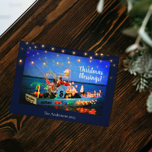 Christmas Blessings Boat Lit Up Postcard