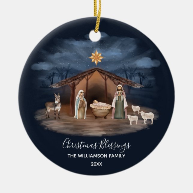 Christmas Blessings Christian Ceramic Ornament (Front)