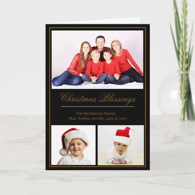Christmas Blessings Custom Family Photo Card (Front)