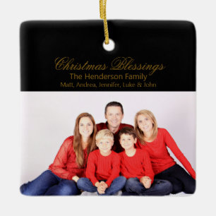 Christmas Blessings Custom Family Photo Ceramic Ornament