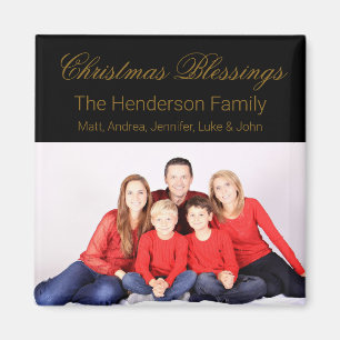 Christmas Blessings Custom Family Photo Magnet