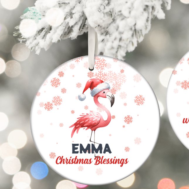 Christmas Blessings cute Flamingo Ornament (Creator Uploaded)