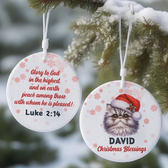 Christmas Blessings cute persian cat Ornament (Creator Uploaded)