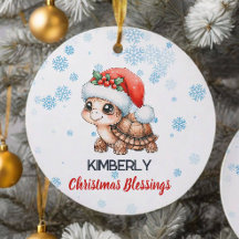 Christmas Blessings cute Turtle Ornament