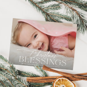 Christmas Blessings Elegant Holiday Photo Card